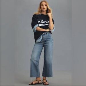 Rollas Eastcoast Flare Jean High Rise Organic Cotton Patch Pockets Sz 32